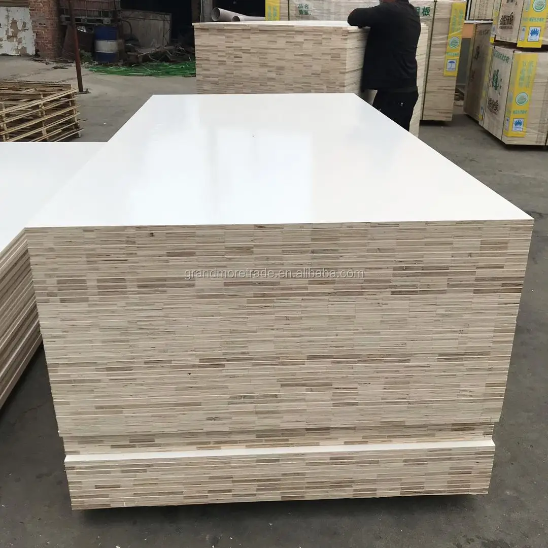 High Glossy Warm White Fingerjoint Core Melamine Plywood For