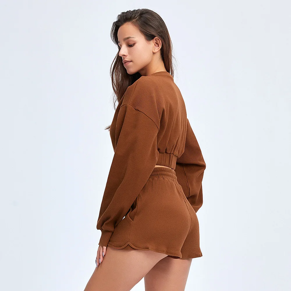 

Wholesale Cotton Crop Top Jogger Two Piece Pants Set Women