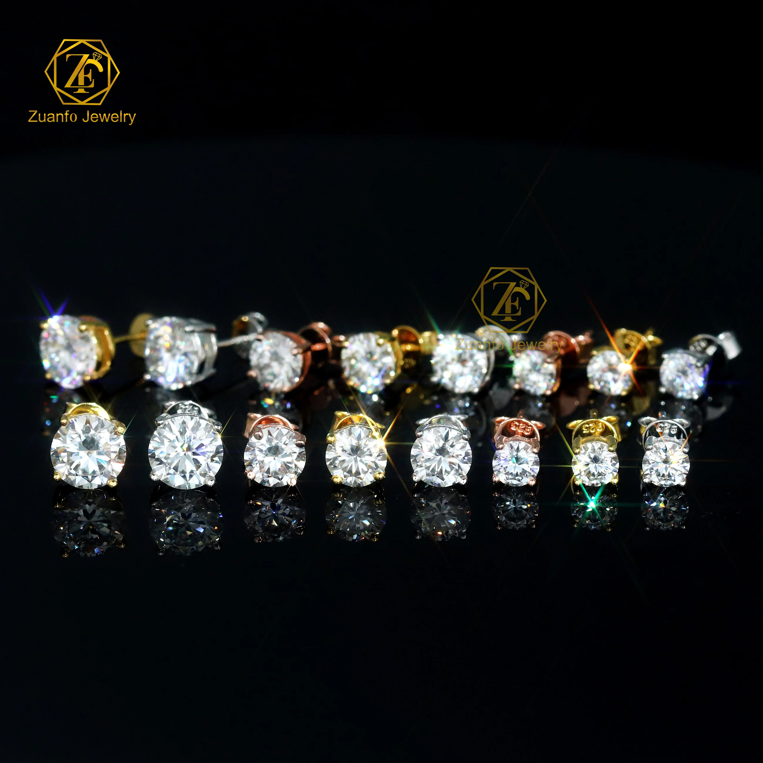 2025 Moissanite Stud Earrings Lab Created Diamond 18K Real Gold Plated 925 Sterling Silver Earring Jewelry Gifts for Women Men