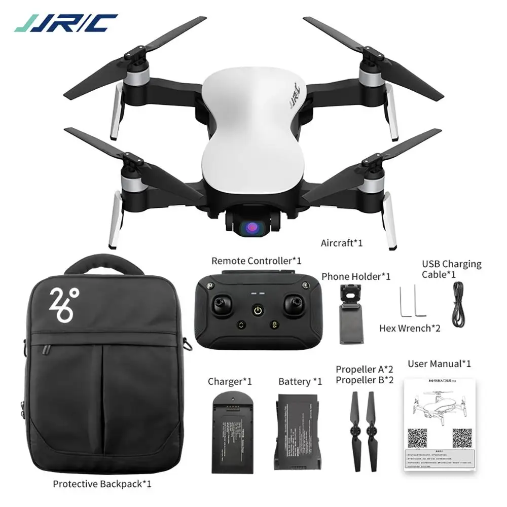 

JJRC JJPRO X12 three axle gimbal professional camera drone with 4k camera and GPS, White,black