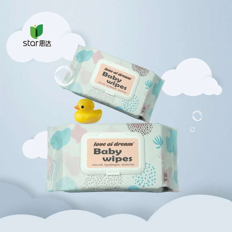 

China Manufacturer pamper non-woven fabric baby face cleaning wet tissue wipes