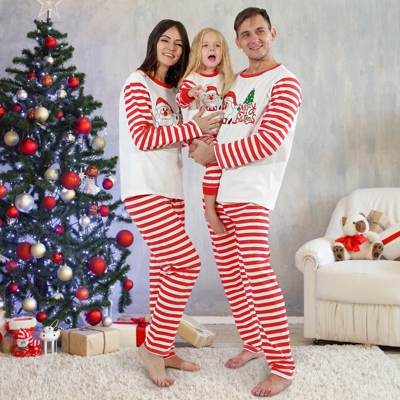 

Ready to ship custom pajamas Navideas long-sleeved T-shirt and pants homewear matching family Christmas pajamas, As pic