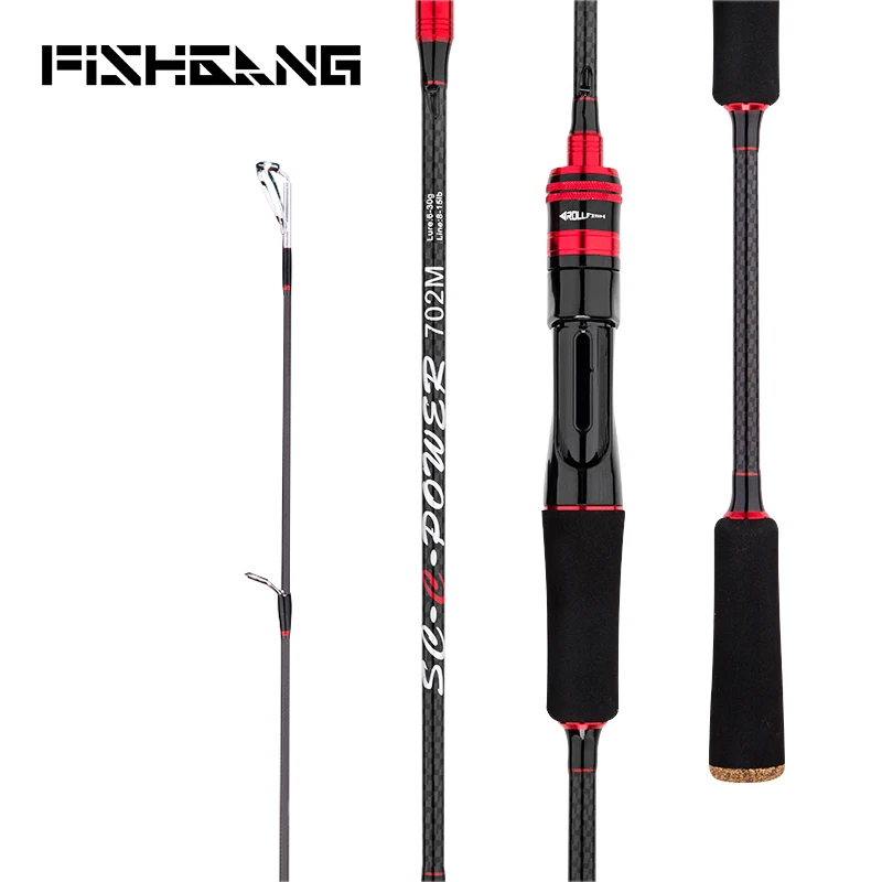 

FISHGANG 1.68m 1.8m 2.1m 2.4m 2.7m M/MH/L light big game fishing rod carbon fiber spinning casting rod lure fishing rods, Black red