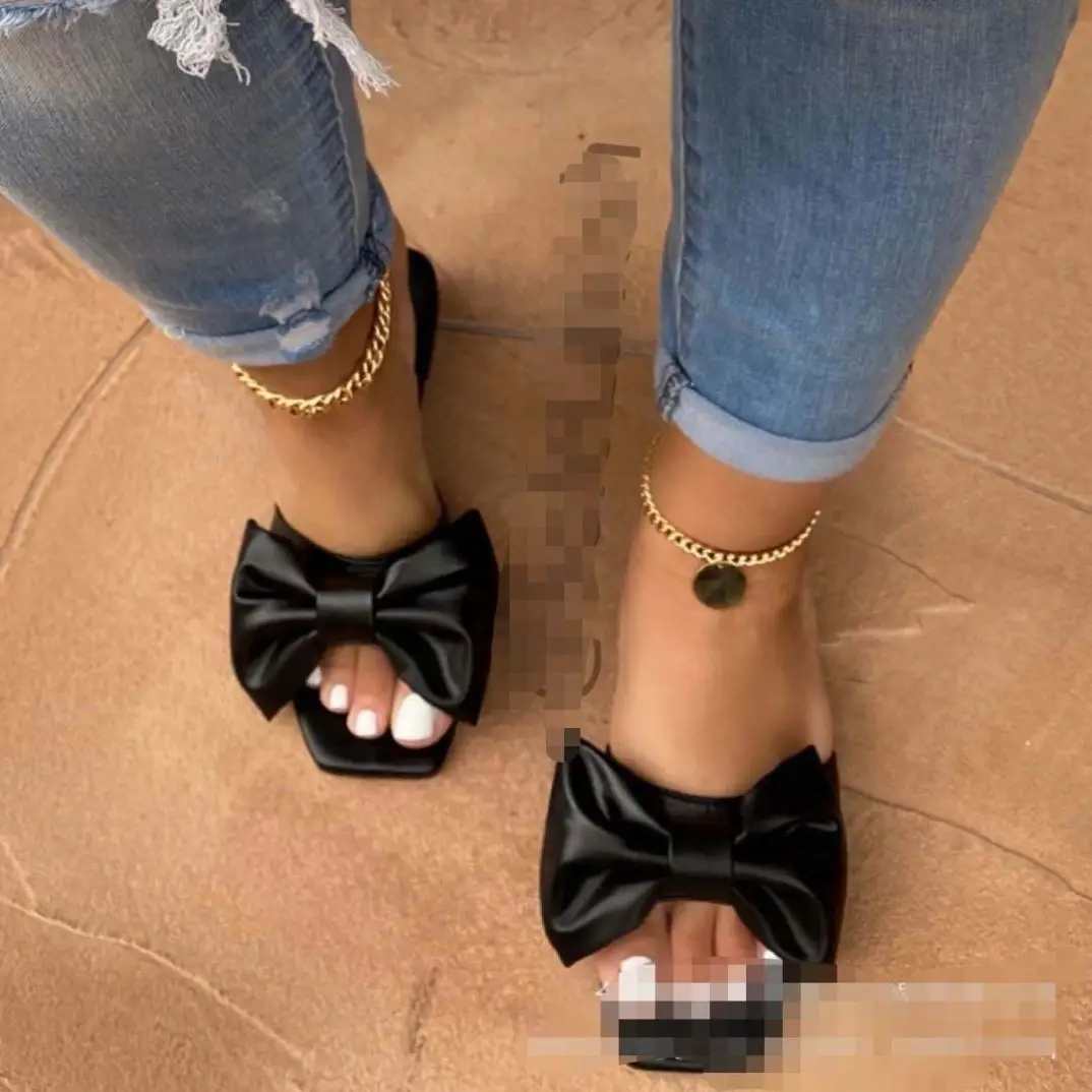 

New Product 2021 summer beach plus sandals with bow for women classic new style women's sandals, As picture or customized color