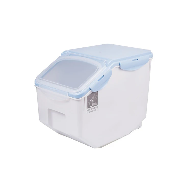 

japanese rice bin dispenser bulk rice storage container, Blue,gray,transparent
