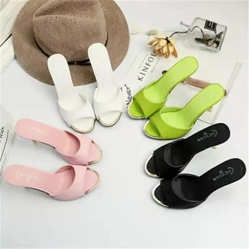 

Simple Stylish Women Slippers Thin Heels Women Shoes Solid Color HOT Women Shoes Pointed Toe Dress Shoes