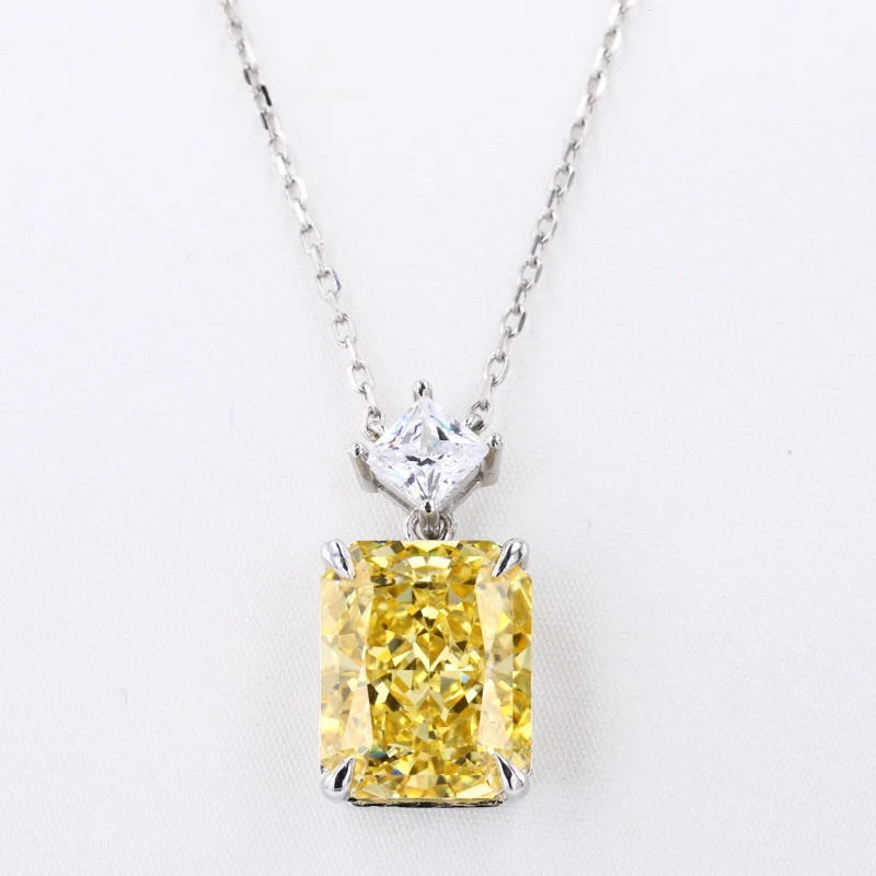 

Wuzhou Starsgem emerald cut 9X11mm simulated diamond Pendant Necklace for gift