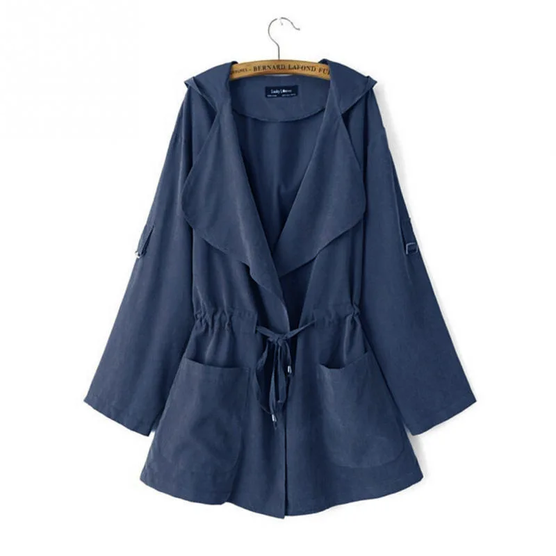 

Women's Hooded Trench Coat 2020 New Mid-length Coat European and American Women's Tops