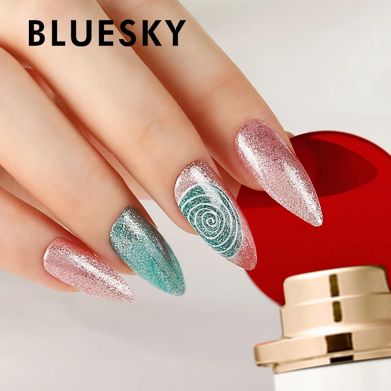 

Bluesky New Platinum Shining Glitter Nail Uv Gel Polish Metal Wholesale Nail Supplies for Nail Salon, 28 colors