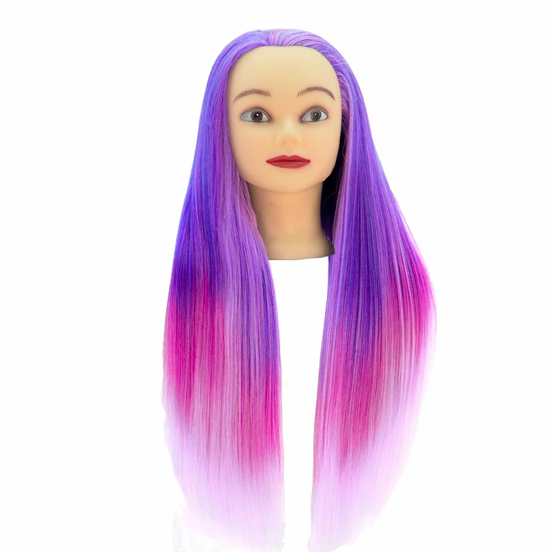 

60cm high temperature synthetic hair dummy colorful color synthetic hairdressing training head, Mixed color