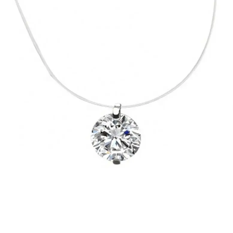 

S925 Silver Beads Diamond Necklace Transparent Fish Line Women Necklace