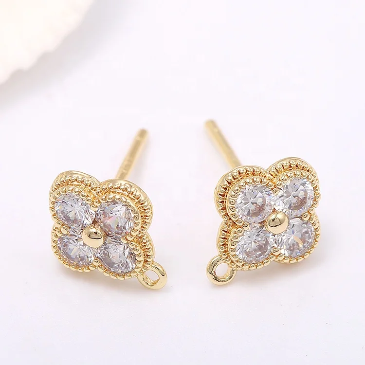 

Fashion Jewelry Unique Design Four Petal Flowers Shape 925 Silver Needle Charm Earrings Stud Earrings Diy