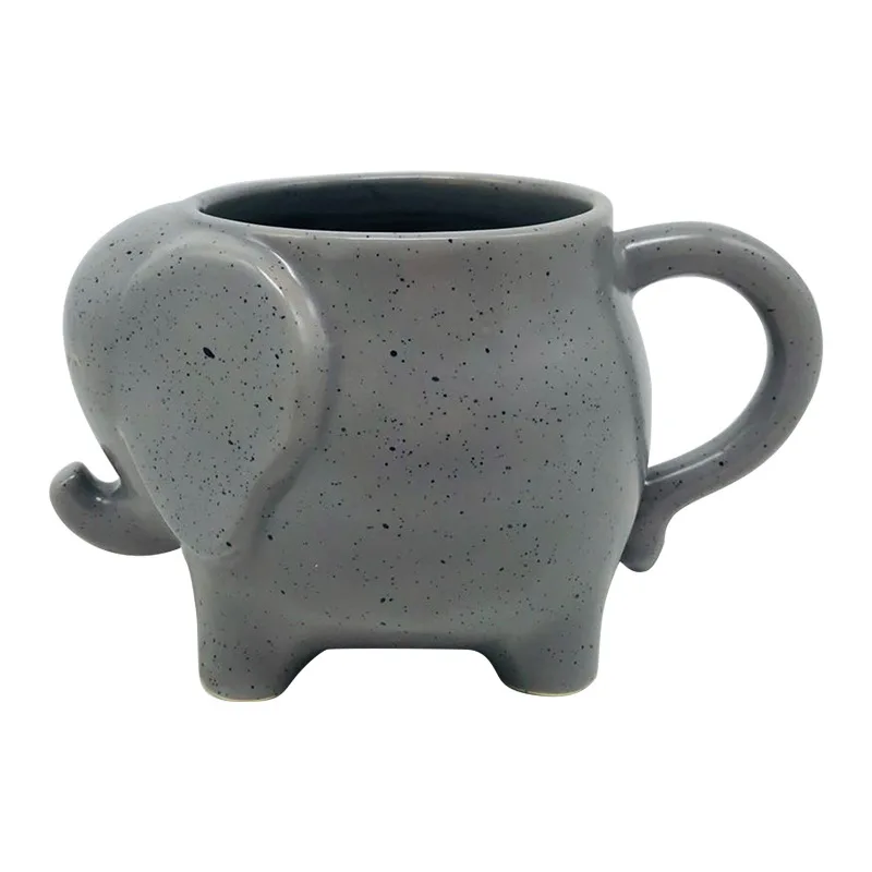 

Large-capacity ceramic elephant mug with sesame glaze men's and women's home office creative modeling mug