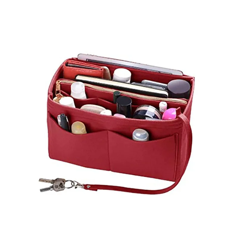 

Felt organizer Insert foldable bag with zipper for Handbag Tote bag, 41 colors for your choice