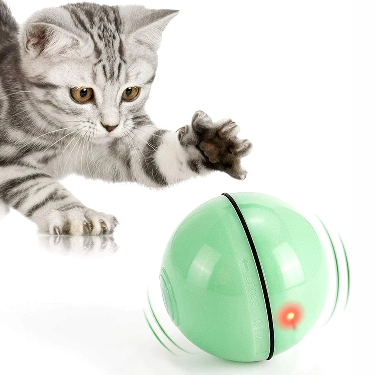 

Interactive Cat Toys Ball Smart Automatic Rolling Kitten Toys USB Rechargeable Motion Exercise Ball with LED light, White, pink ,blue,, lake blue