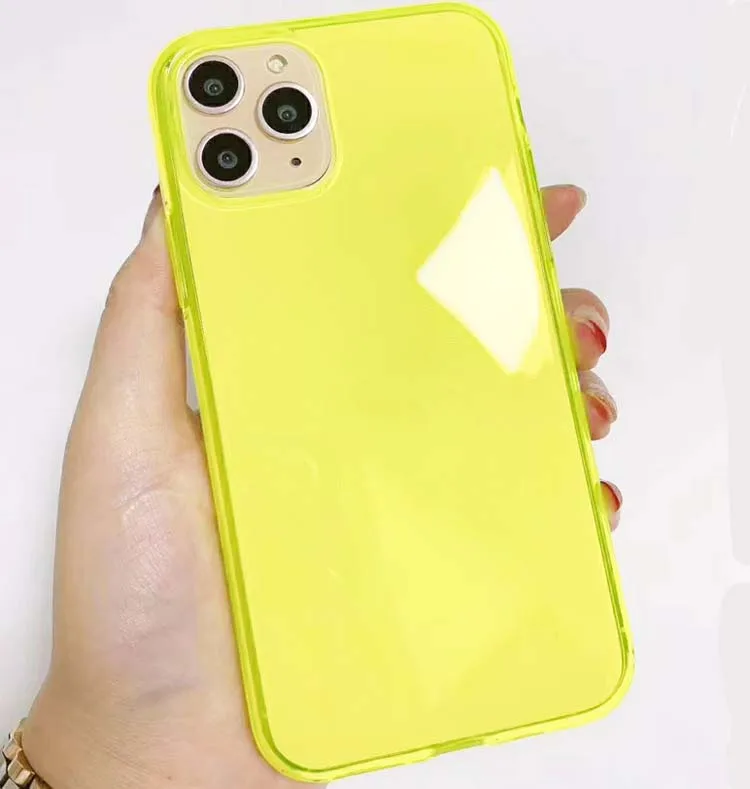 

New style soft fluorescent color crystal clear 1.5mm TPU transparent phone cover case for samsung galaxy note 20 / note20