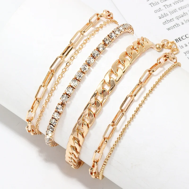 

Wholesale Jewelry Stainless Steel Anklet Fashion Jewelry Chains Bracelet Gold Chain, Picture shows
