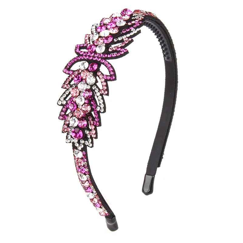 

HX-023 Fashion Temperament Flowers Crystal Headband for Women Rhinestone Non-slip Border Girl Headband Fancy Hair Accessories