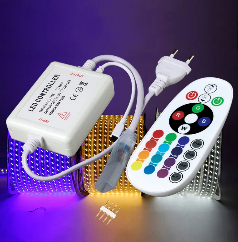 The factory wholesale AC 120V 110V 220V 230V high voltage Infrared remote control  LED RGB controller For 5050 3528 light strip