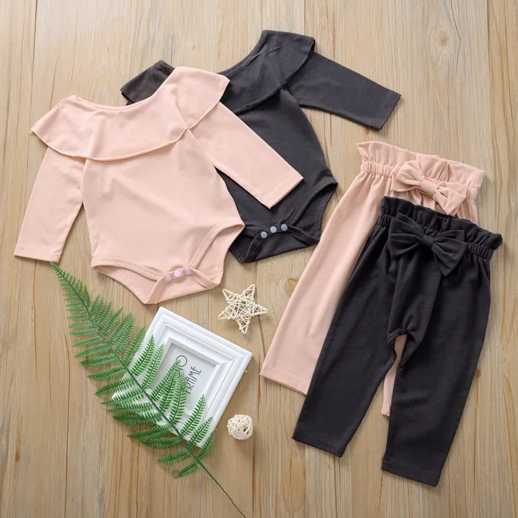 2pcs Set Newborn Toddler Baby Girl Top Romper+Long Pants Outfits Set Clothes