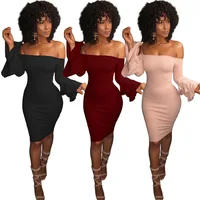 

Off-Shoulder Solid Color New Arrival Women's Dress African Dress