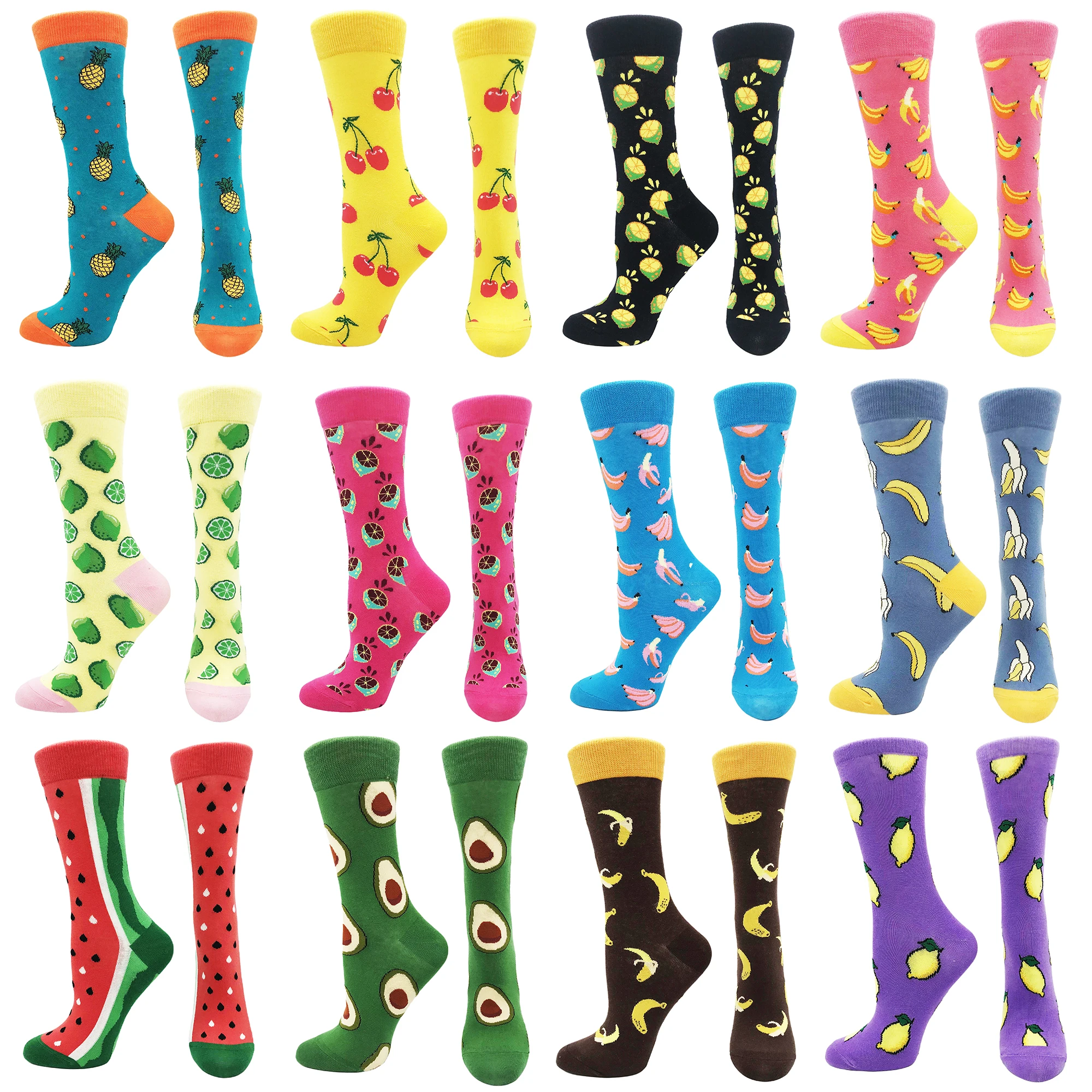 

2021 autumn new women's stockings fruit color personality pattern cotton tube socks