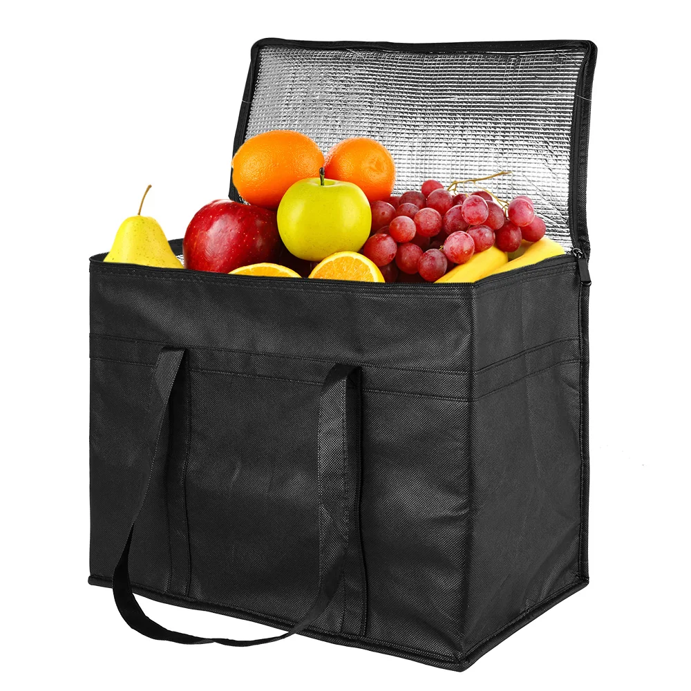 

Wholesale Folding Insulation Picnic Ice Pack Food Thermal Bag Drink Carrier Insulated Bags Food Delivery Bag, Black