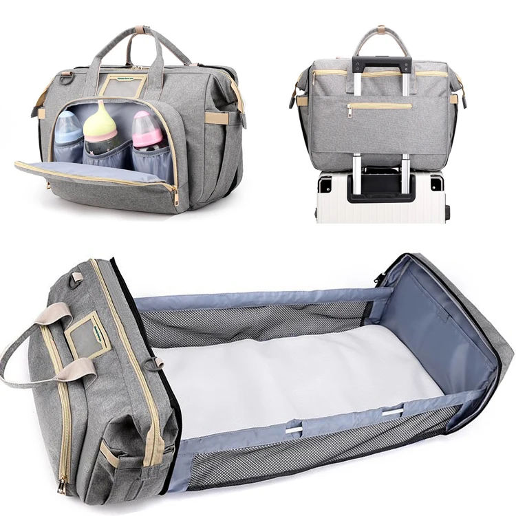 

New Multi Function newest One shoulder mommy backpack handle baby diaper bag with sleeping bed, Customized