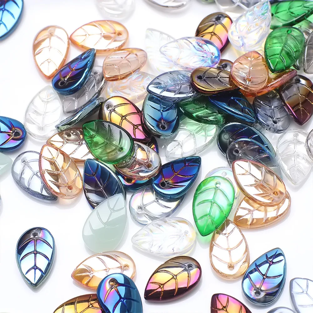 

JC crystal 50pcs per bag 10x17mm leaf shape multi colors crafts diy beads for jewelry making pendant fancy shape glass beads