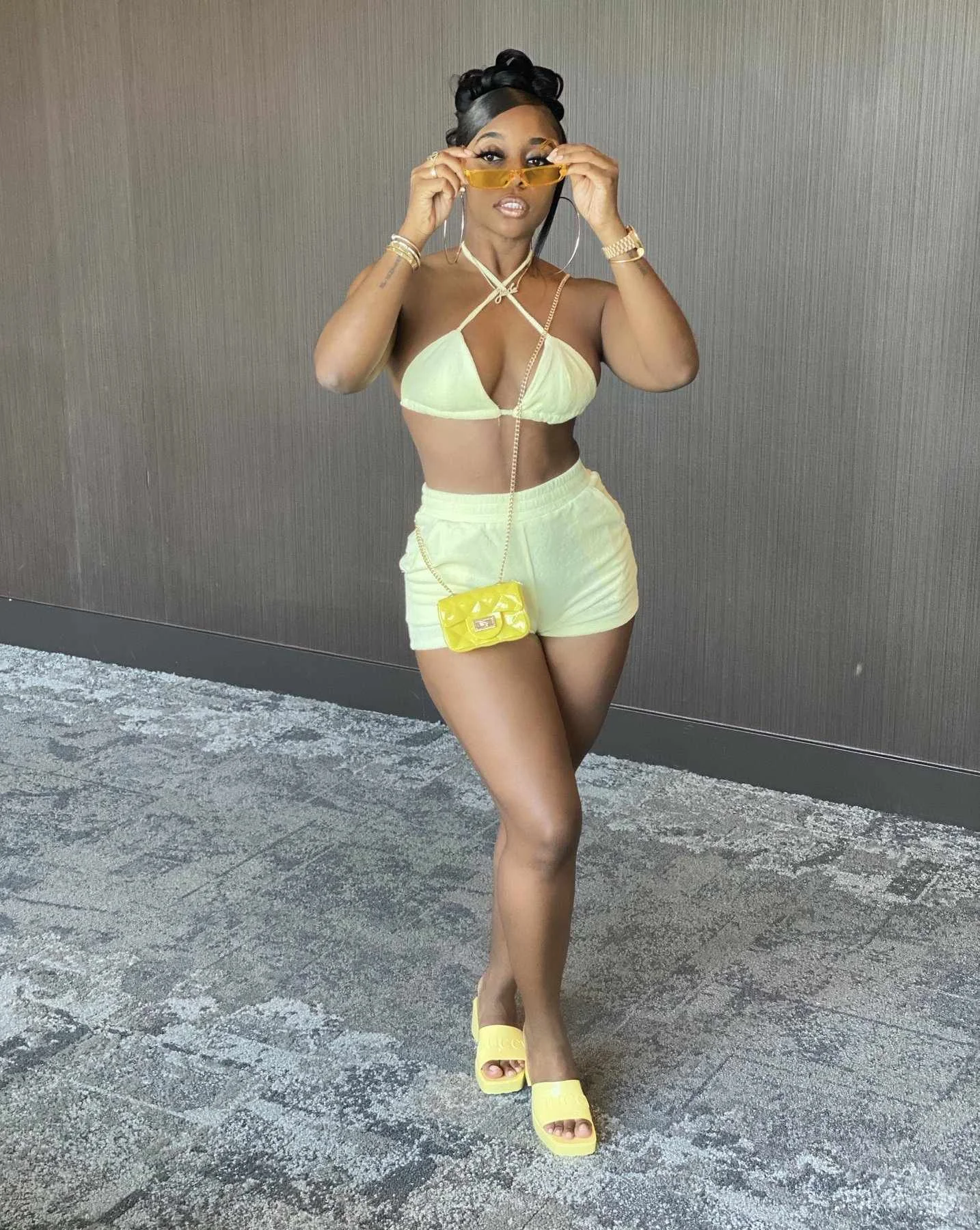 

New Arrivals Halter Lace Up Bikini Set Crop Top And Biker Shorts 2 Piece Short Set For Women
