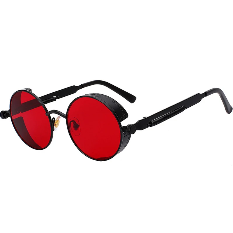 

Classic Gothic Men's Steampunk Sunglasses Vintage Retro Round Black Sunglasses