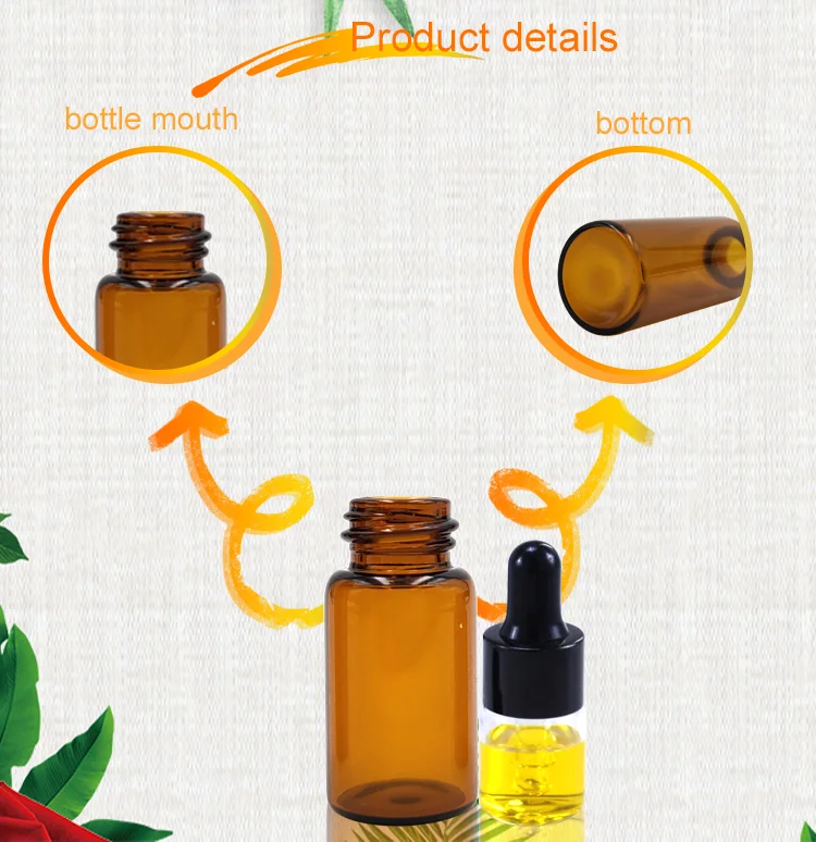 Mini Essential Oil Display Vials Small Test Container 1ml 2ml 3ml 5ml Amber Clear Glass Dropper 6312