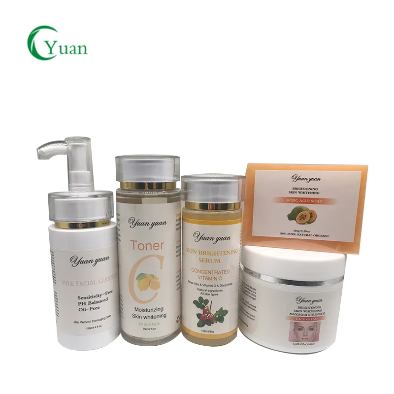 

Private label Luxury Blast booster Glutathione Brightening skin whitening facial skin care acne set, White color