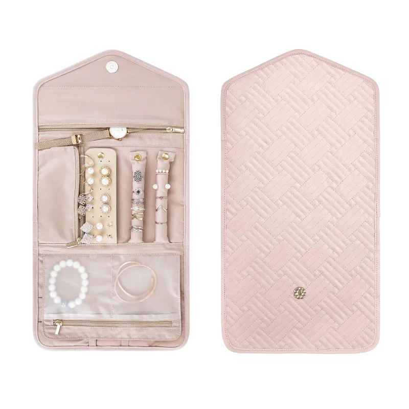 Travel Jewelry Organizer Roll Foldable Jewelry Case for Journey-Rings