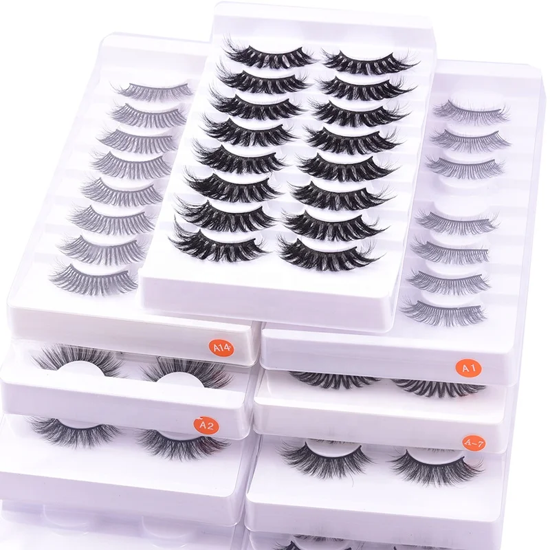 

8Pairs Imported Material Mink Cluster Eyelash Amazon AliExpress Supplier Custom Mink Eyelash 20-25mm 3D Makeup Eyelashes Reuse, Black