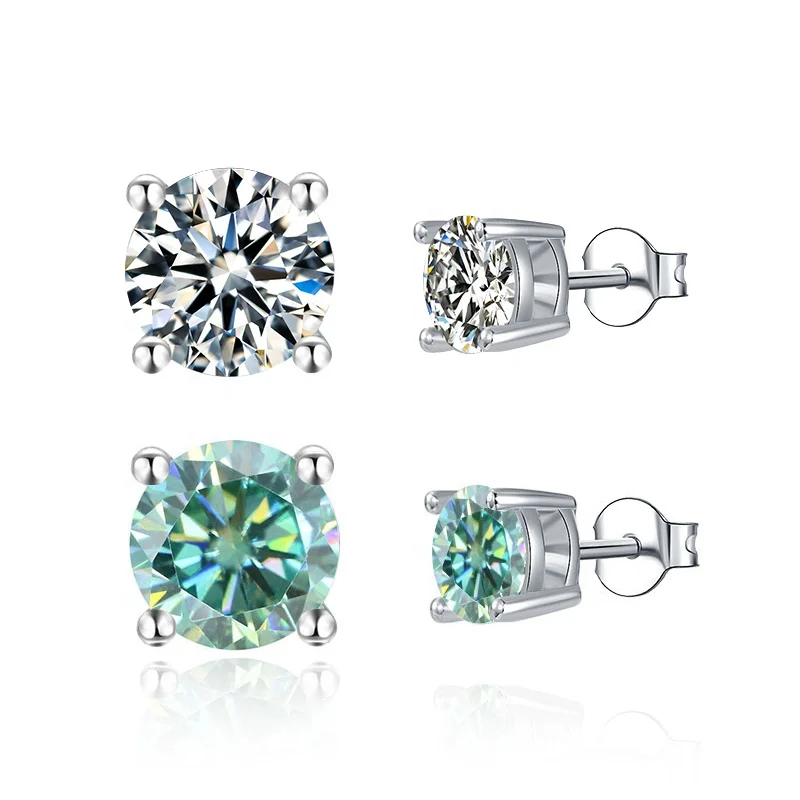 

Abiding Jewelry Custom Jewellery Wholesale Bijoux Classic Style 4 Prong Moissanite Solitaire Earring Silver Stud Earrings