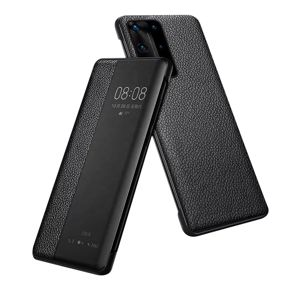 

New Arrival For Huawei P40 Pro Case Smart View Window Leather Flip Cover Case with Auto Sleep/Wake-up Function