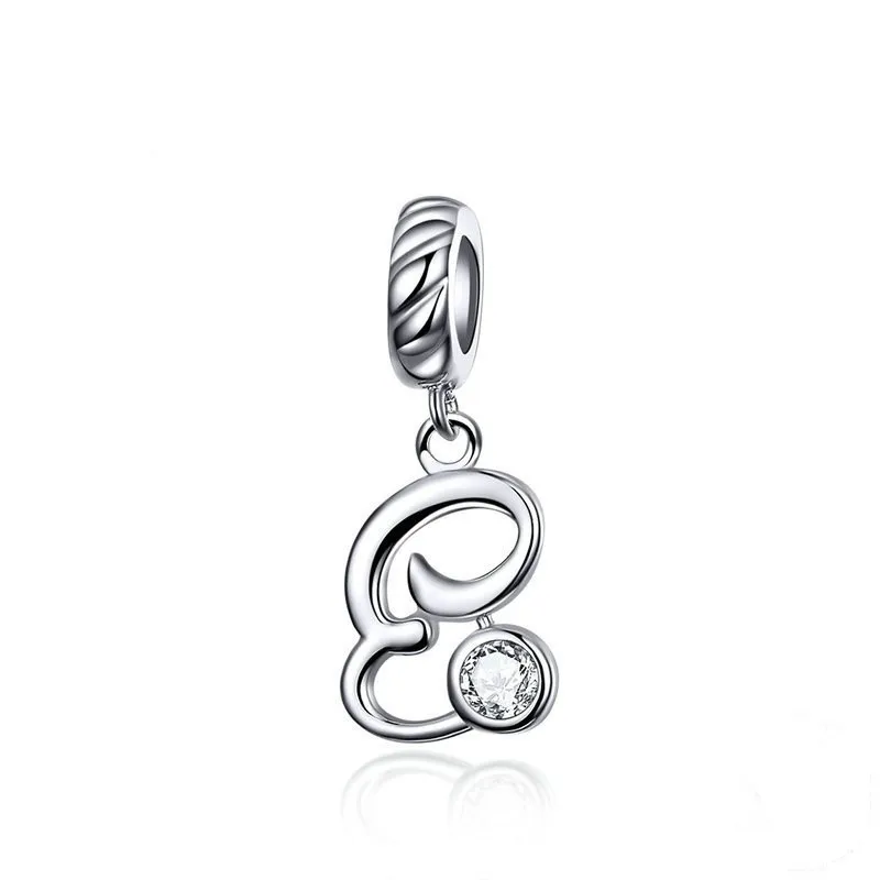 

A to Z Alphabet 925 Sterling Silver Bead Letter Charm Fit Original Pandora Bracelets Pendant DIY Jewelry Making