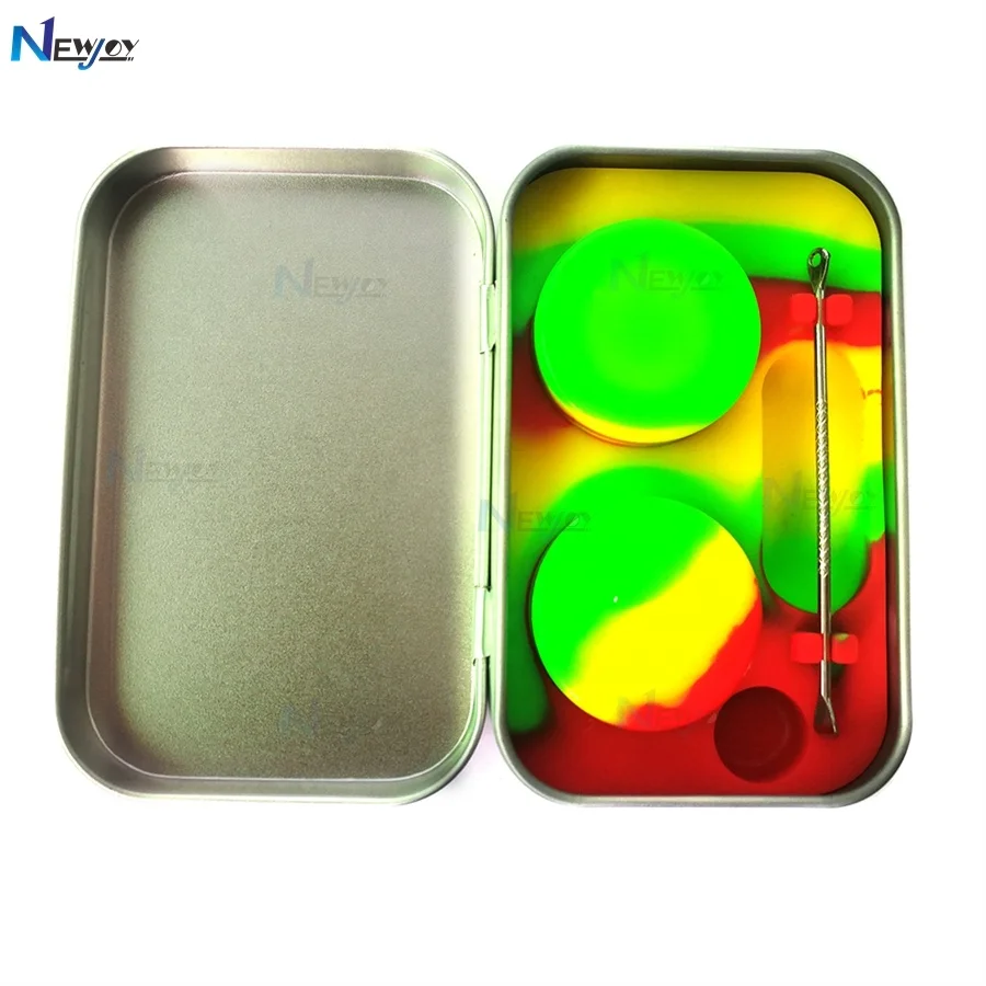 

Newjoy C1 Smoking Accessories Weed Storage Stash Container 2*5Ml Silicone Wax Dab Container Weed Jar, Mixed designs colors