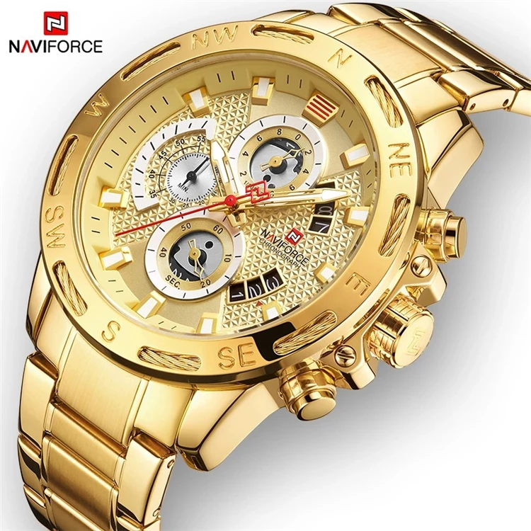 

NAVIFORCE Men Watches Sport Waterproof Stainless Steel Fashion Luxury Gold Watch Date Clock Quartz Wristwatch Relogio Masculino