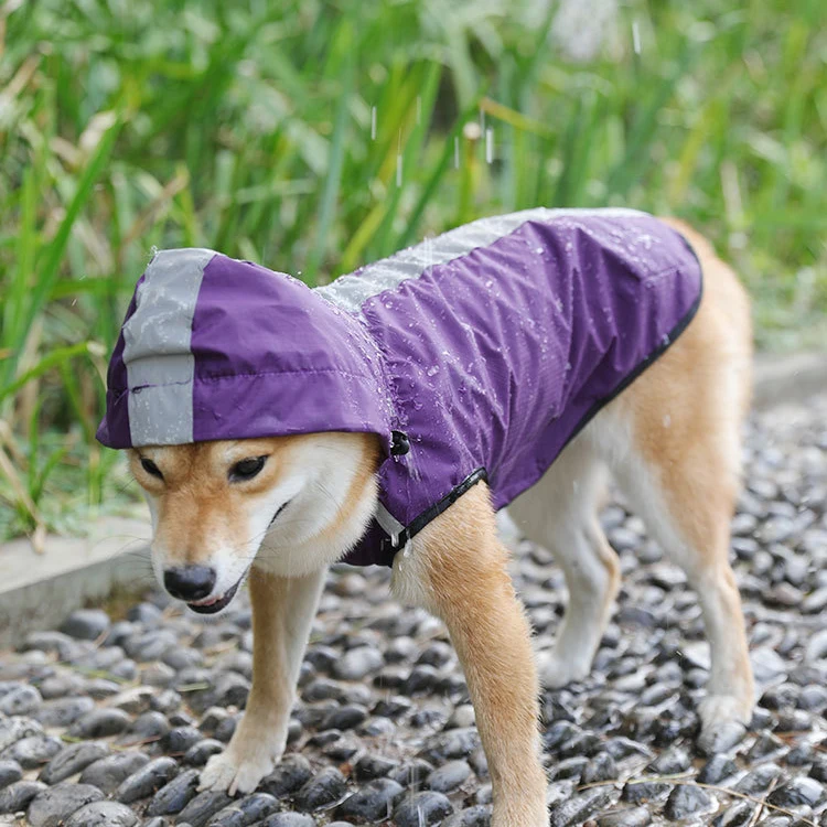 

Wholesale Dog Raincoat Large Hooded Waterproof Pet Dog Raincoat With Reflective designers luxury Raincoat clothes for dogs, 4 colors