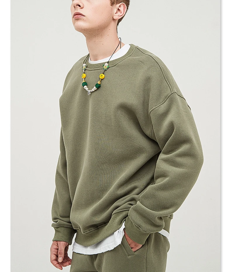 

high quality crewneck oversized dropshipping crewneck drop shoulder cotton blank men hooded sweatshirt custom velvet hoodie