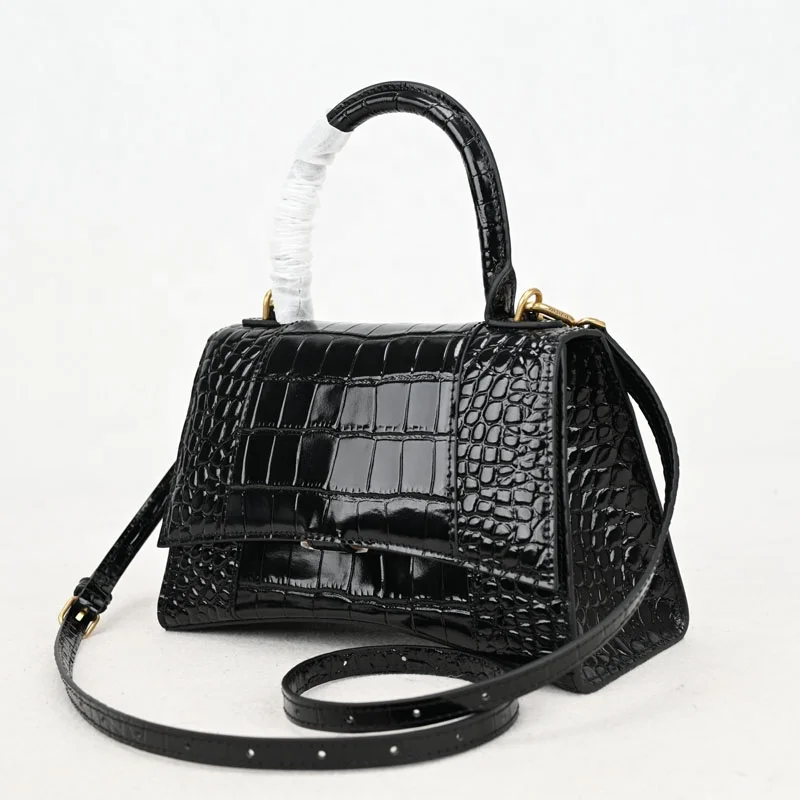 

Black crocodile embossed Hourglass style cross body bags women brand name leather handbags lady sling fashion purse wholesale, Colors list option