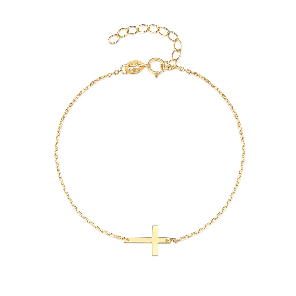 

fine jewelry bracelets 925 sterling silver friendship bracelets minimalist simple cross gold plated bracelets women luxury