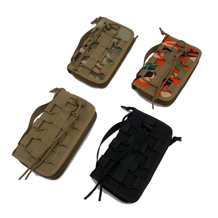 

Portable Tactical Wallet Handbag for Men Camping Hiking Bag Camouflage Bag Waist Bag Pack Polyester Card Purse, Black, khaki, cp camo, orange camo