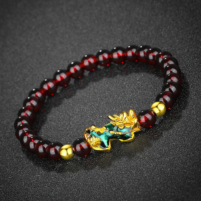 

Natural quartz 3d casted pixiu Bracelet For couple