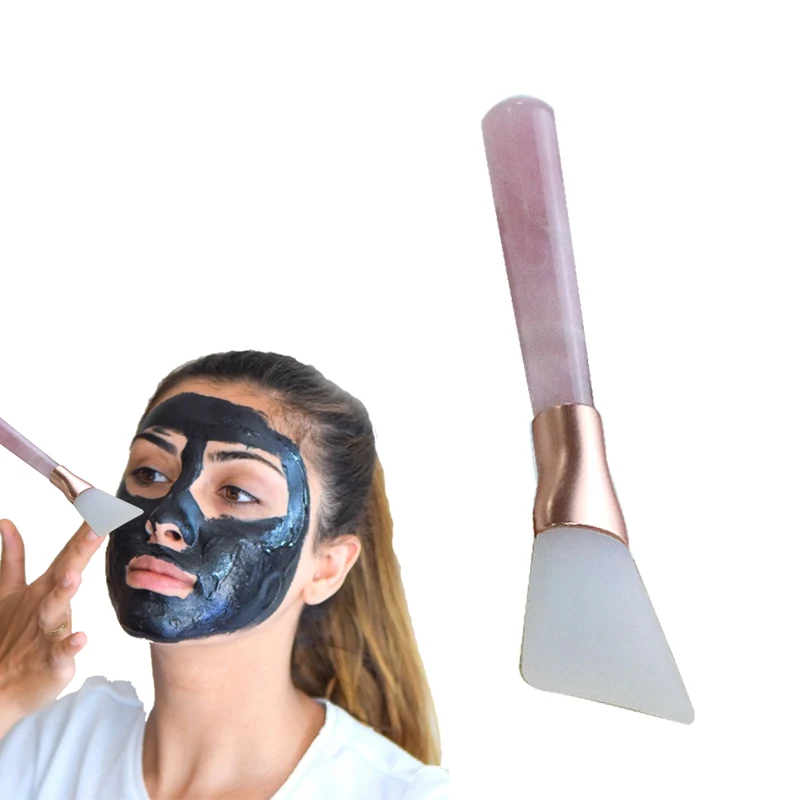 

New Arrivals Natural silicon mask brush Rose Quartz Facial Applicator Pink Jade Mask Brush