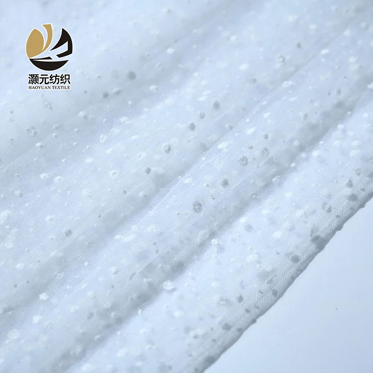 
Low Price Modern design Nylon 50GSM White Tulle Flocking Fabric For Wedding 