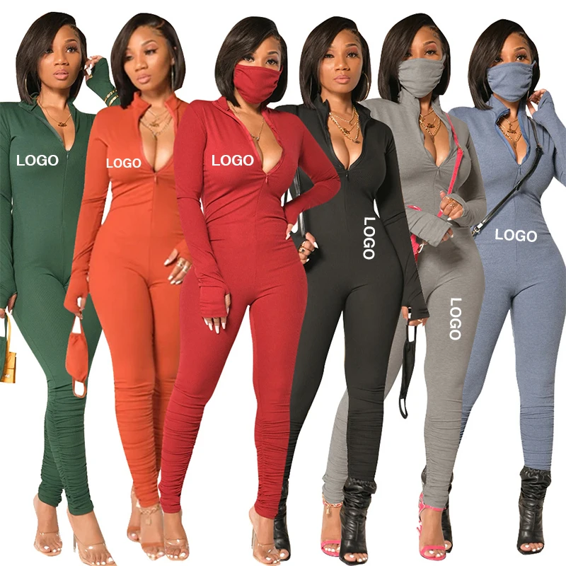 

2021 High quality women long sleeve combinaison femme jumper suit elegant jumpsuits romper one piece jumpsuit