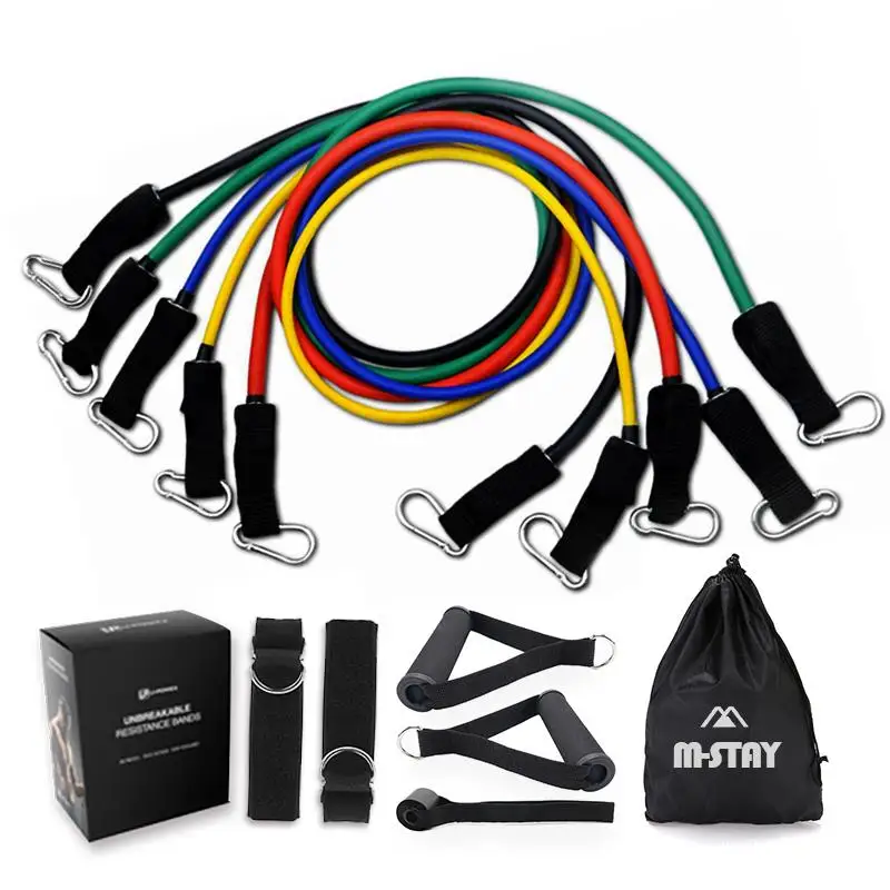 

11 Pcs Resistance Bands Set Black Rubber Bodylastics 11 Piece Resistance Bands Set Adjustable Resistance Bands, 5 colors/ customized